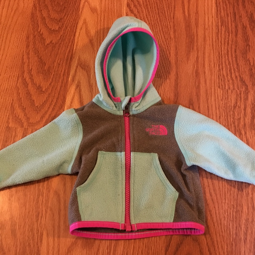 North Face zip fleece hoodie 0-3mos